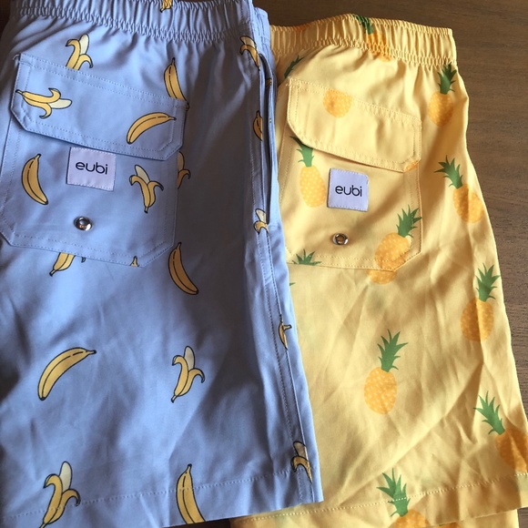 Two, 2 Eubi Mens L Swim Trunks - Picture 1 of 6